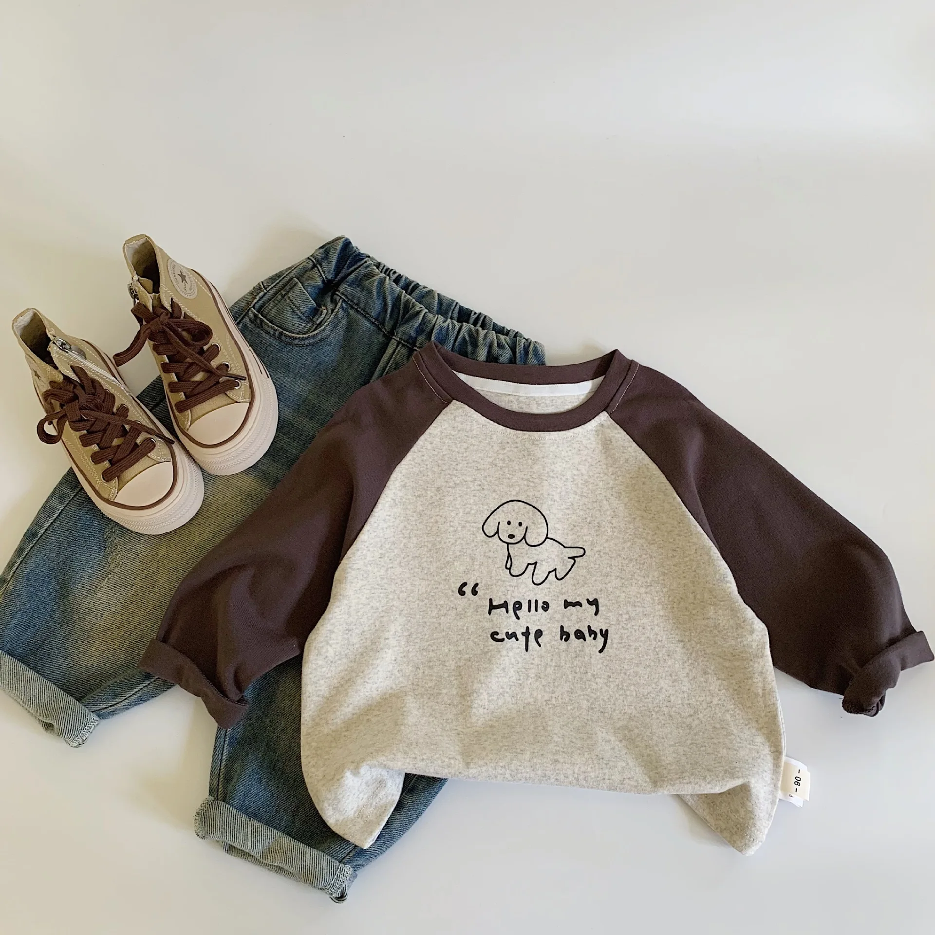 Children Cothes T-shirt 2024 Fall New Boy Baby Pullover Long Sleeve Casual Simple Soft Comfortable Cartoon Printed T Shirt