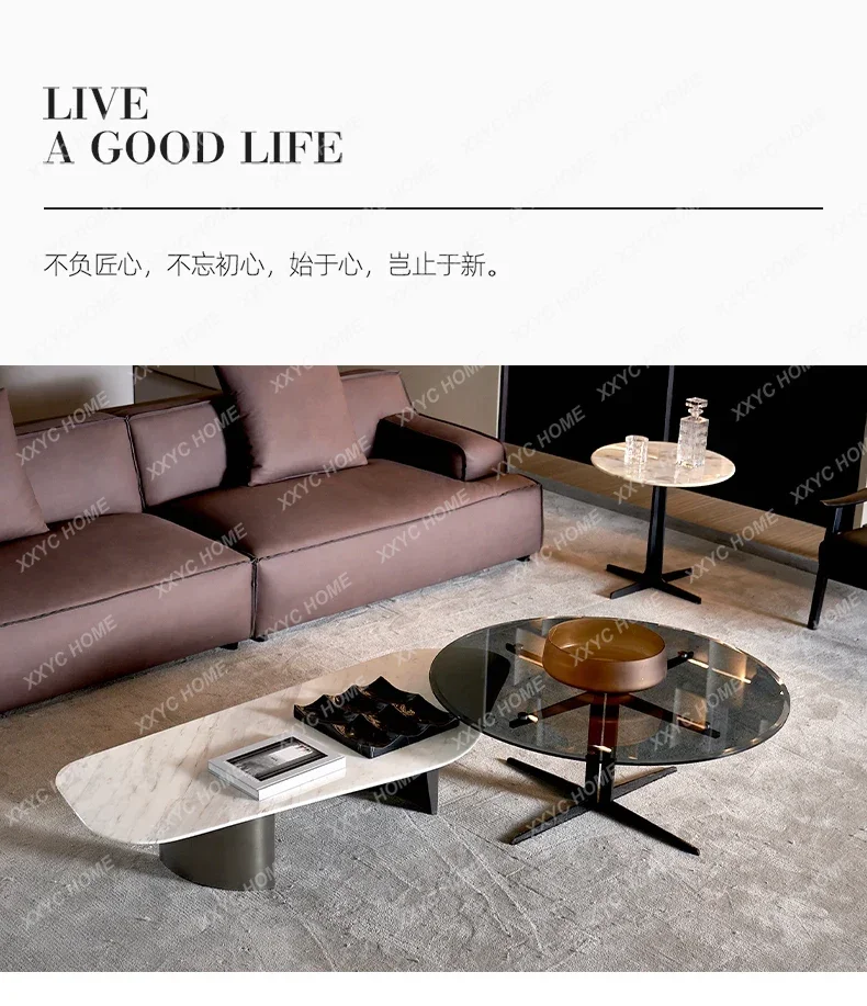 Natural marble white coffee table modern minimalist style marble coffee table special-shaped