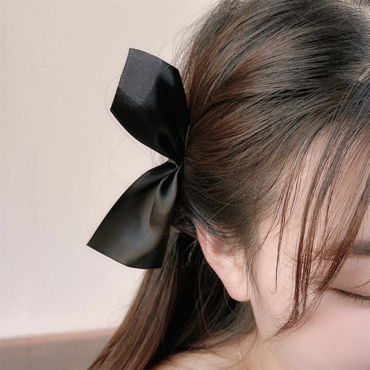 Black White Ribbon Hair Bows Clips Vintage Bowknot Side Hairpin Cute Girls Barrettes Headdress Hair Accessories for Women