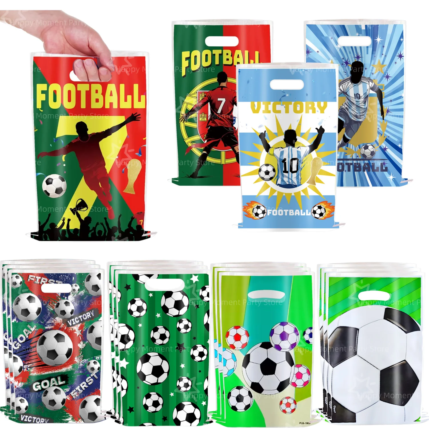 10/30/50Pcs Soccer Gift Bags Soccer Goodie Bags Football Theme Gift Bags for Birthday Party Favors Sports Events Gathering Decor