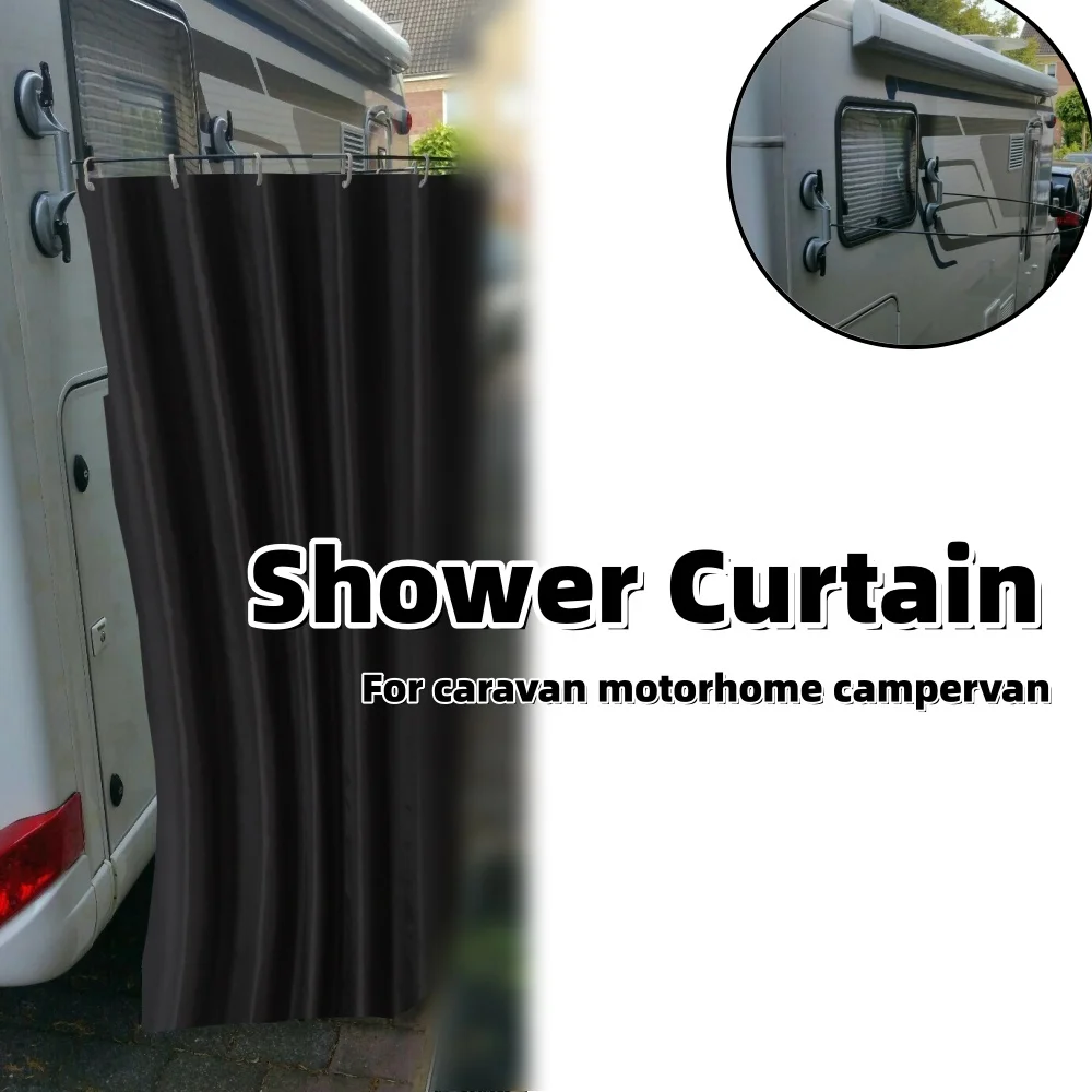 Outdoor Camping Shower Curtain With Suction Cups Rod Waterproof Portable Outdoor Privacy Curtain For Travel Caravan Motorhome view 4