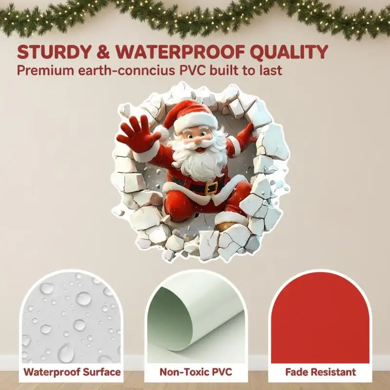 Self-Adhesive Christmas Wall Decals Waterproof Removable Door Stickers for Office Xmas Party Window Decor
