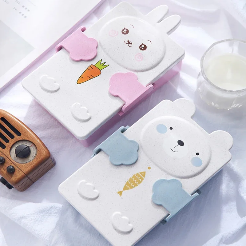 Cute Bento Lunch Box  for Kids School Children  Kindergarten Children Bread Sandwich Food Box Plastic