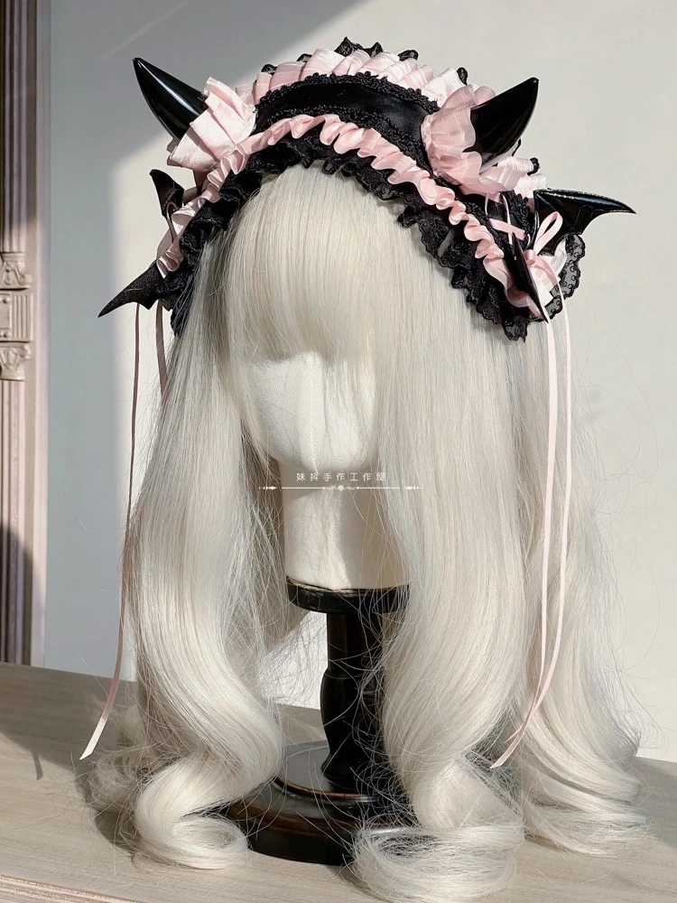 Original Handmade Halloween Devil Horn Hair Band Lolita Gothic Style Gorgeous Headdress