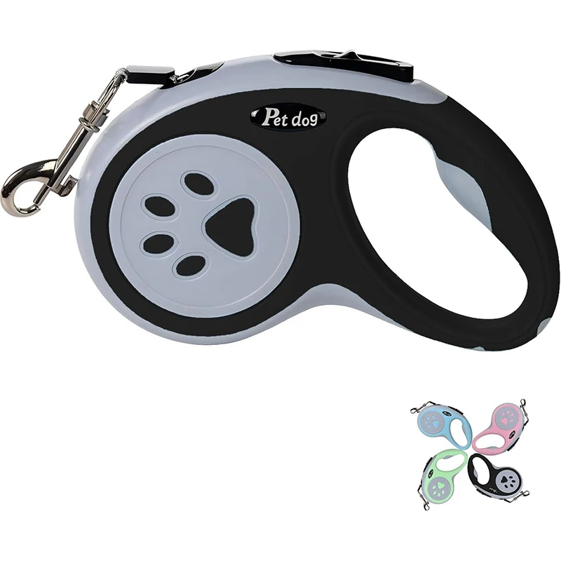 3M Retractable Dog Leash, Strong Nylon Tape Tangle-Free One-Handed Brake, Pause, Lock for Small Medium Dogs