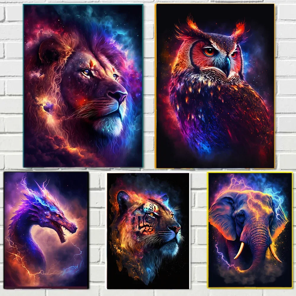 

Star Owl Animals Modern Art Posters and Prints Lion and Tiger Abstract Paintings Print on Canvas Wall Art Pictures Room Decor