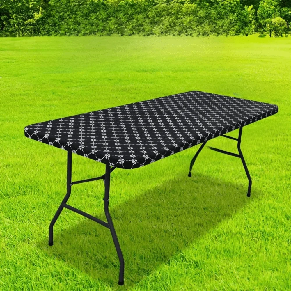 Waterproof Elastic Rectangle Picnic Table Cloth Elastic Edge Scratch Resistant Table Cover Reusable Washable