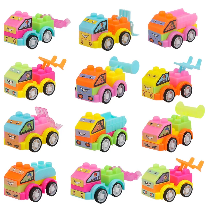 12/24 Piezas de Juguetes de Construcción de Coches de Bloques de Ensamblaje DIY, Vehículos de Construcción para Niños, Regalos para Baby Shower, Fiestas de Cumpleaños, Piñatas y Bolsas de Recuerdos