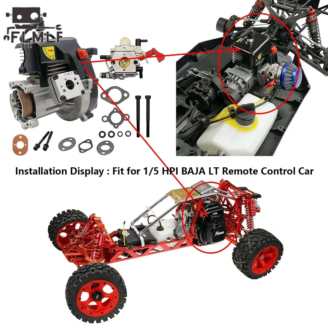 Carro rc 4 parafusos 29cc 30.5cc 32cc pro caixa de palheta de corrida motor a gás para 1/5 hpi rofun km rovan baja lt mcd dbxl fg gopy redcat peças