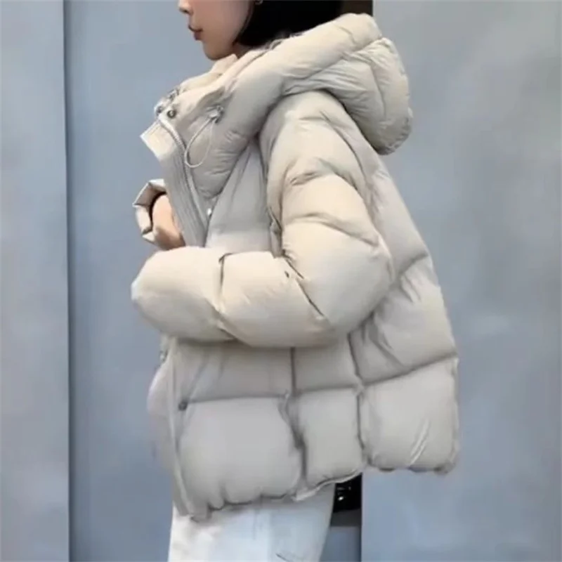 2026 New Winter Hooded Cotton Jacket Parker Women Coat Fashion Loose Puff Thick Casual Warm Cold Proof Short Overcoat Outwear