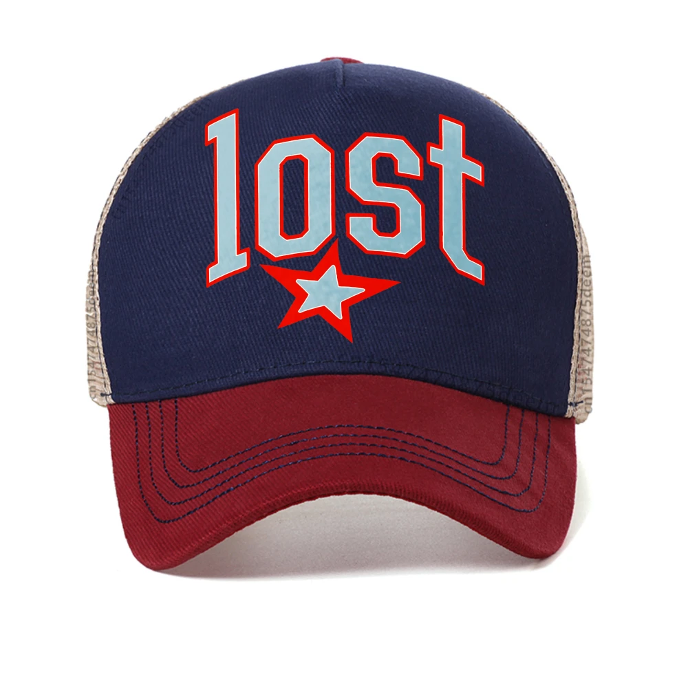 

Mgk Lost Americana print baseball cap fashion Unisex Street Hip Hop hat outdoor casual Summer Sunscreen caps mesh Snapback hats