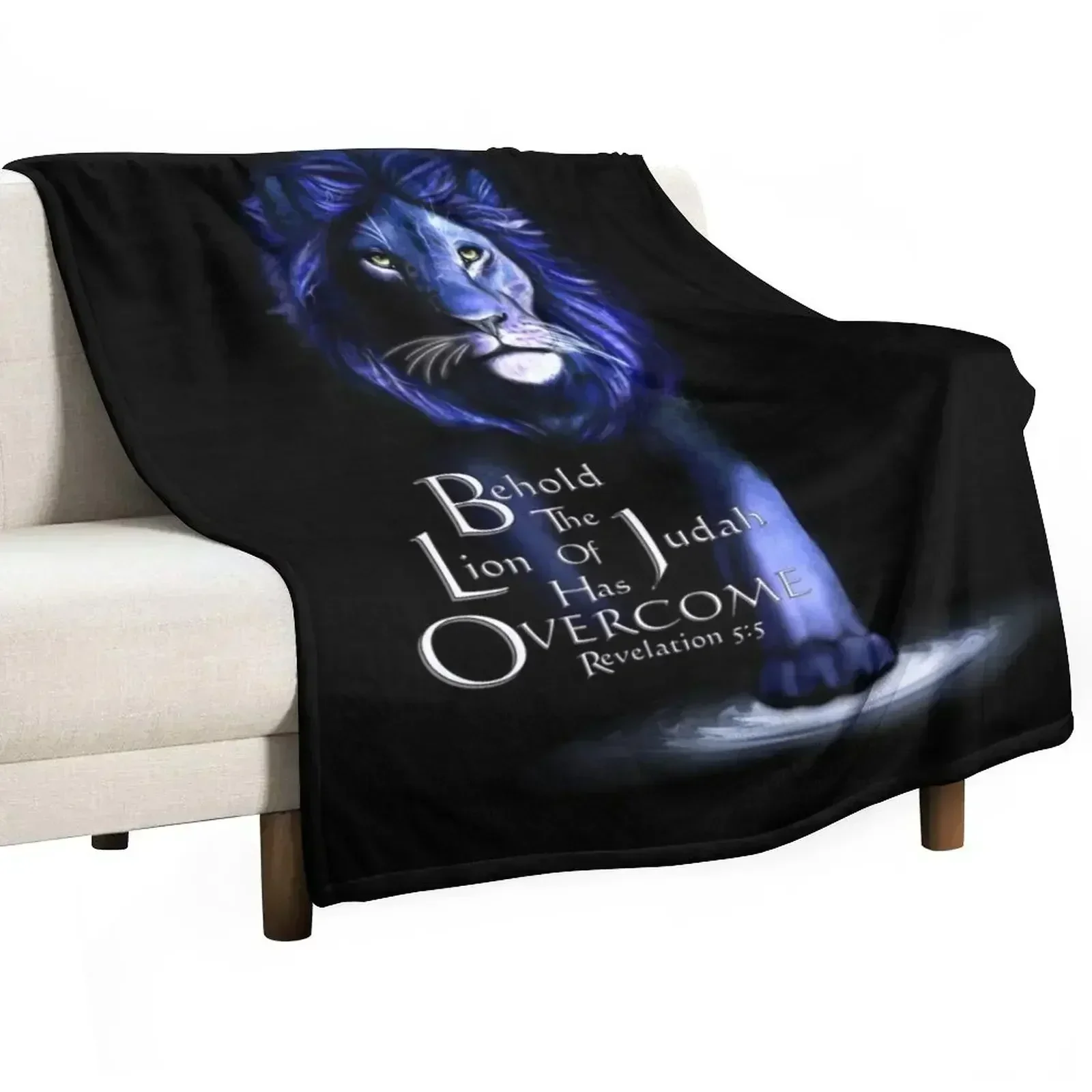 

Lion of Judah With Scripture (Electric Blue) Throw Blanket For Sofa Thin christmas gifts Blankets