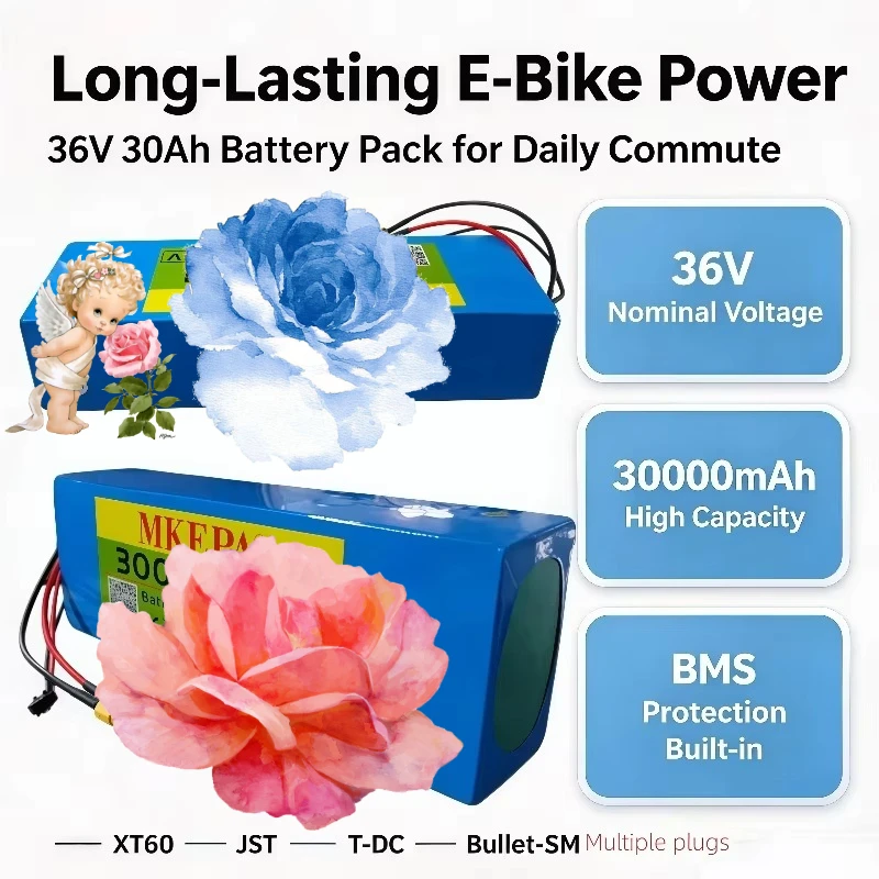 36V 30Ah 10S2P 21700 5C Li-ion Battery Pack Built-in BMS Replacement Battery for E-Bike E-Scooter Motorcycle