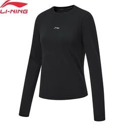 Li-Ning Women Running Long Sleeve T-Shirt WARM AT FAR INFRARED Slim Fit 63%Polyester 28%Nylon 9%Spandex Sports Tops ATLT082