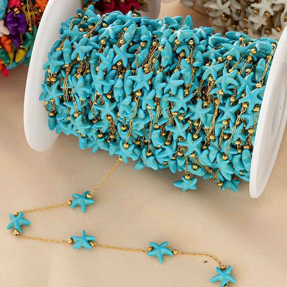 1Meter Stainless Steel  Starfish Shape Loose Spacer Beads Stone Bead Chains For Diy Necklace Bracelet Jewelry Making Accessories