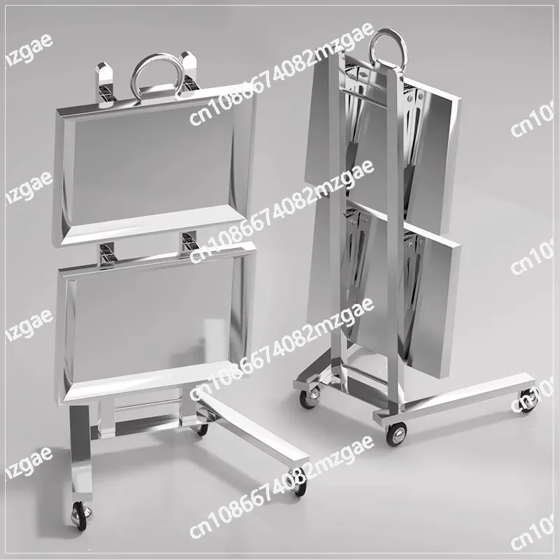Multi-Function Stainless Steel Rolling Cart - Foldable 2-Tier Trolley for Salon, Supermarket & Professional Workbench