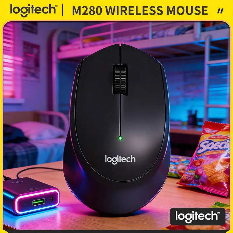 

Беспроводная оптическая мышь Logitech M280, стабильное соединение 2,4 ГГц, диапазон 10 м, аккумулятор 18 месяцев, 1000 точек на дюйм для офиса, ноутбука