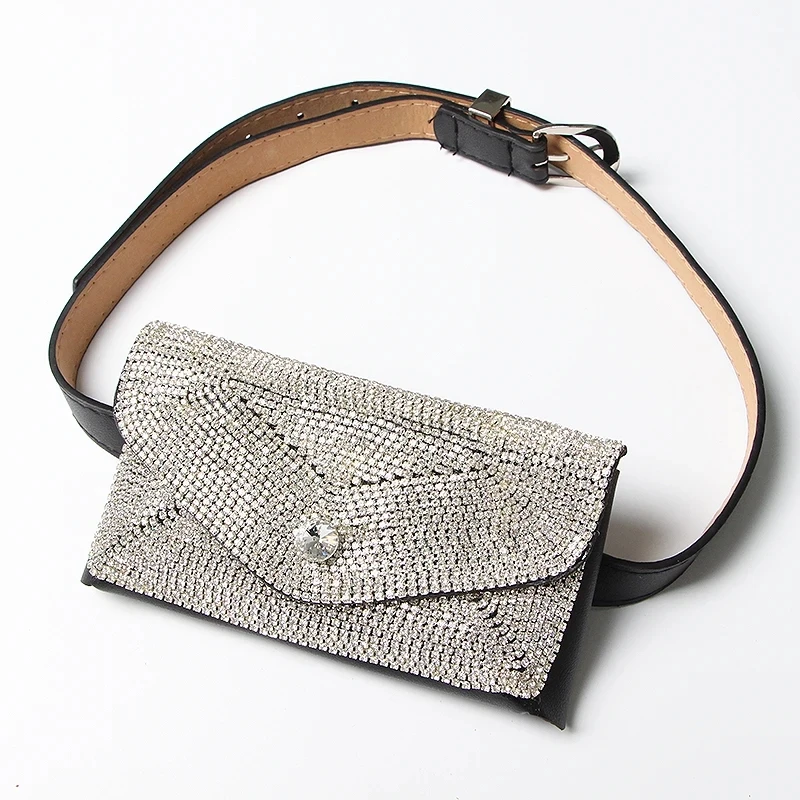 ECR Patchwork Diamonds Pocket Belt For Women Spliced Metal Casual Decorative Detachable Korean Sashes Female Fashion Accessories