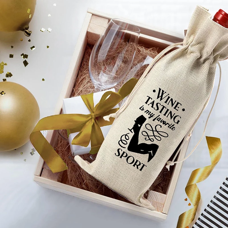 Wine Bags With Drawstring Red Wine Bottle Covers Gift Champagne Pouch Burlap Packaging Bag Wedding Party Decoration Wine Bags