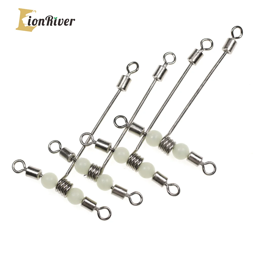 LIONRIVER Luminous Beads  T-Shape Rolling Fishing Swivels Cross-Line Barrel Swivel For Saltwater Fishing Line Rig Lure Connector