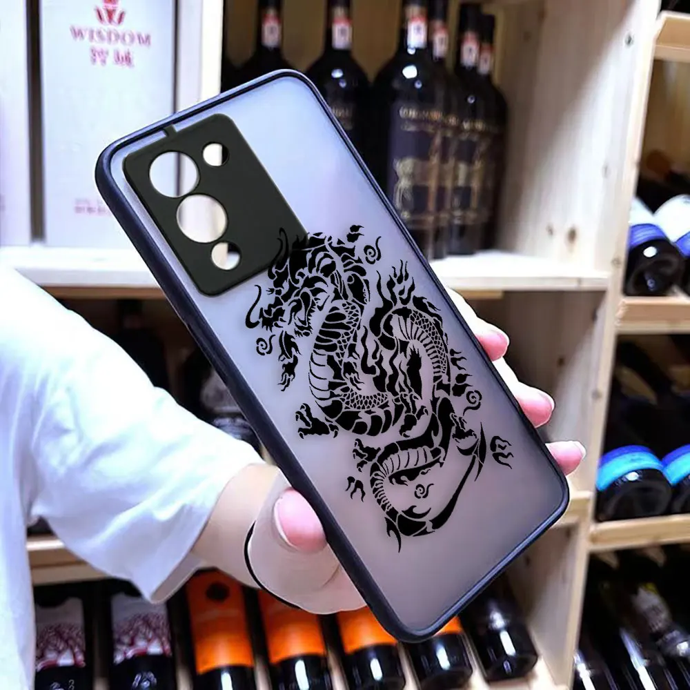 Matte Phone Case for infinix NOTE 30 12 G96 11 10 8I 8 7 SMART 4 SPARK 8 8P 5 6 PRO Case Funda Shell Line Drawing Chinese Dragon