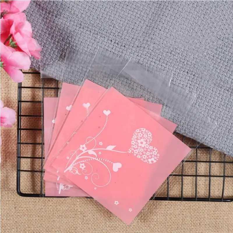 100pcs Colourful Flowers THANK YOU Self-adhesive Bag Plastic Pouches for DIY Jewelry Display Cookies Storage Gifts Bag Wholesale