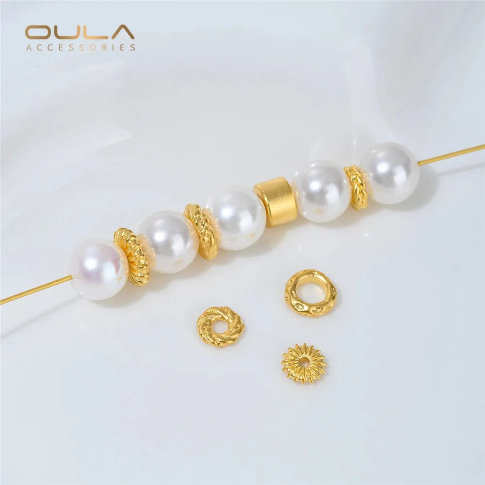 1PCS Vietnamese Sand Gold Spacer Accessories Sunflower Pumpkin Patterned Flat Bead Spacer Diy Bracelet Jewelry Material