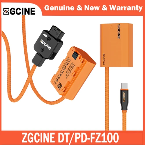 ZGCINE D-Tap a NP-FZ100 y USB-C PD a NP-FZ100 Cable de batería simulada con cable trenzado para Sony A7R V A7SIII FX3 ZV-E10II AC7II