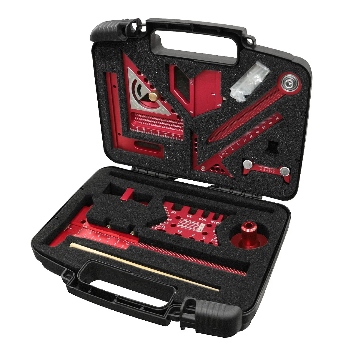 10pcs Woodworking Square Kit with Box Aluminum Scribing Ruler Center Finder Compass