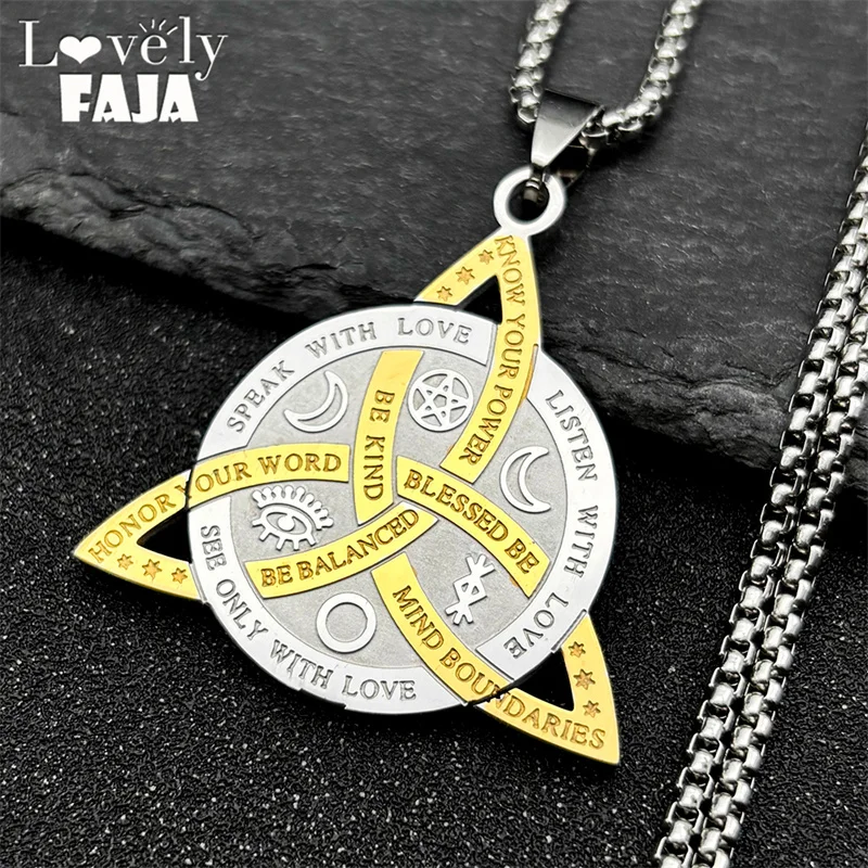 

Vintage Irish Celtic Trinity Knot Pendant Necklace Women Men Stainless Steel Silver Color Witchcraft Amulet Chain Jewelry