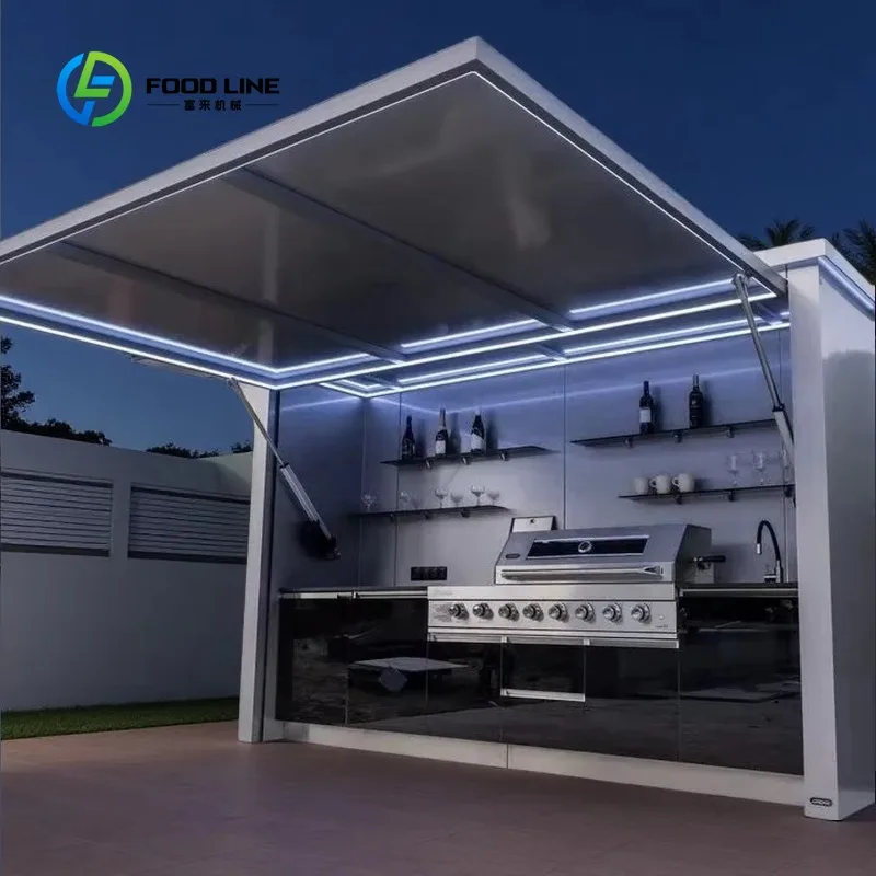 Customized Luxury Outdoor Kitchen Island, 304 Stainless Steel Outdoor Kitchen Cabinets for Garden Backyard Terrace Barbecue