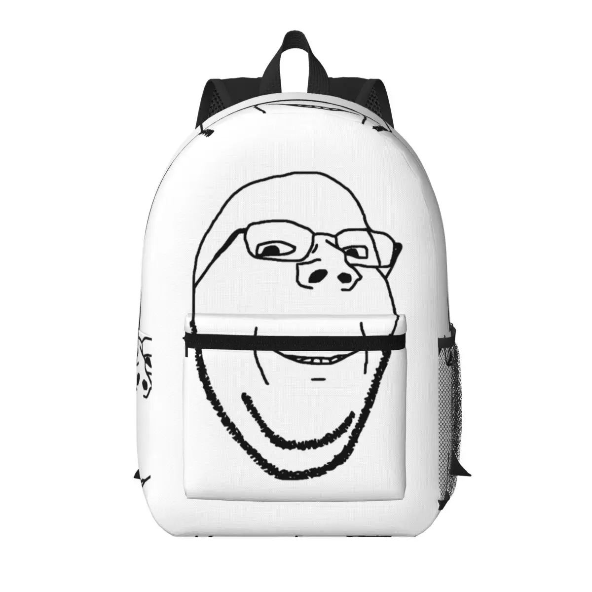 Smiling Wholesome Wojak Soyjak Student Backpack School Bag Hiking Travel Daypack for Boys Girls Bookbag Shoulder Bags