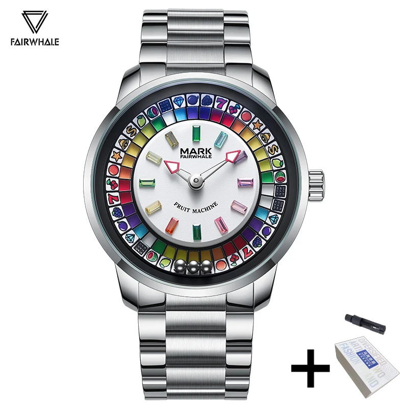 Mark Fairwhale Original Watch For Men Luxury Steel Rainbow Clock Fashion Casual Fun Roulette Design Quartz Wristwatch 2026 New