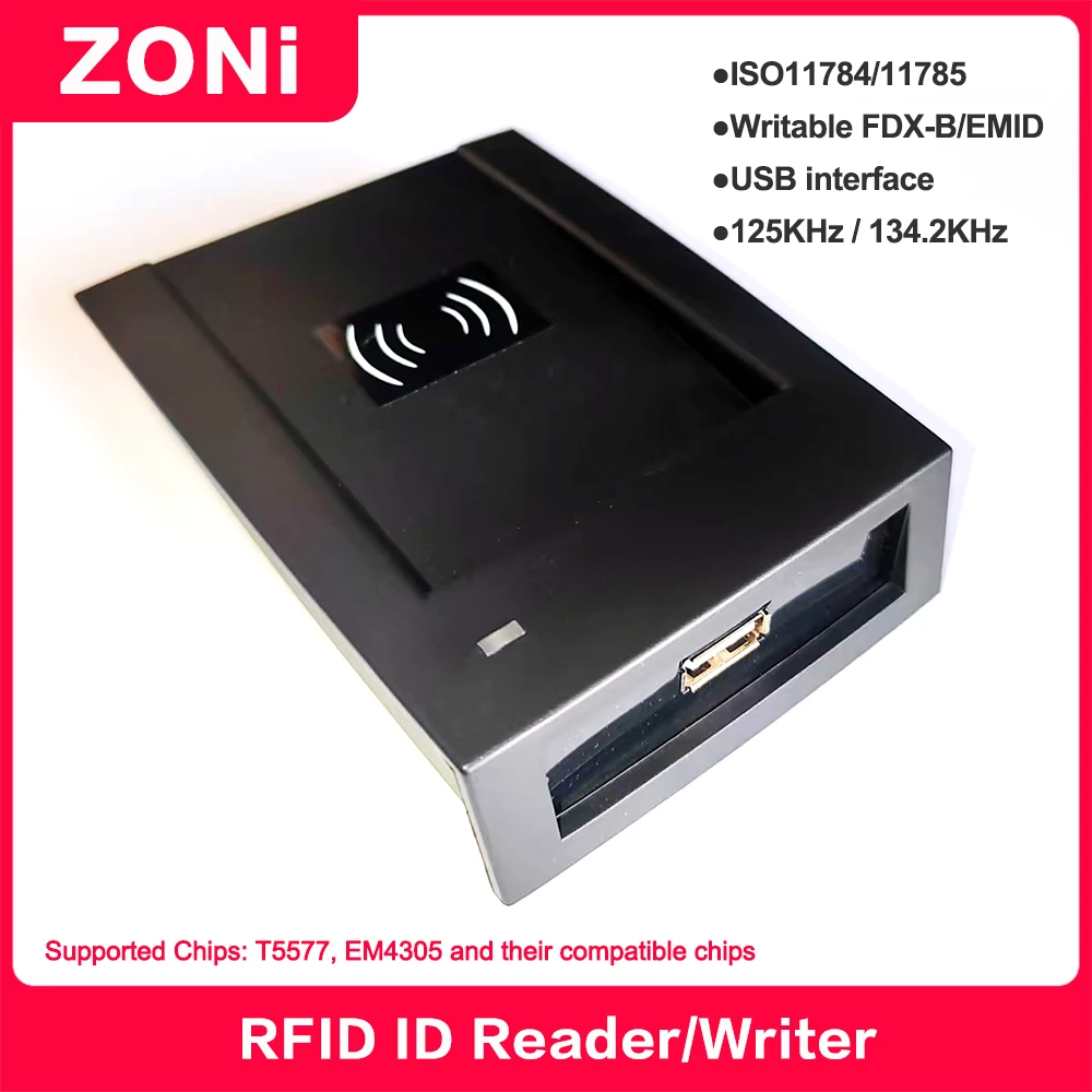 RFID LF ID Desktop Reader-Writer Support EM4305 T5577 125KHz Animal Ear Tag AGV Tag 134.2KHz LF Glass Tube Tag Reader/Writer