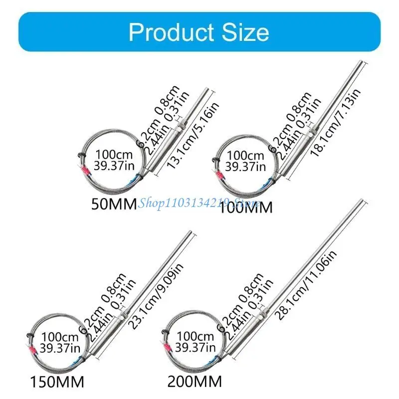 Sonda termocoppia N5KC con filettatura a vite da 8 mm e filo da 1 m misurazione accurata della temperatura