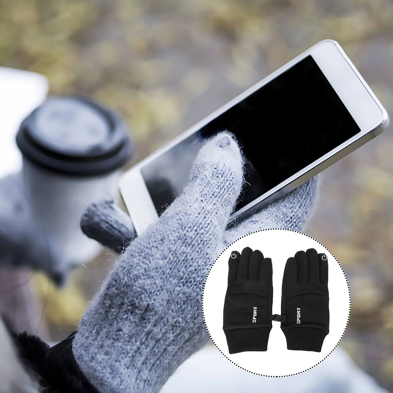 

1Pair Warm Wear-Resistant Gloves Black Xl Touch Screen Two-Finger Waterproof Non-Slip Winter Riding Gloves Sports Mittens