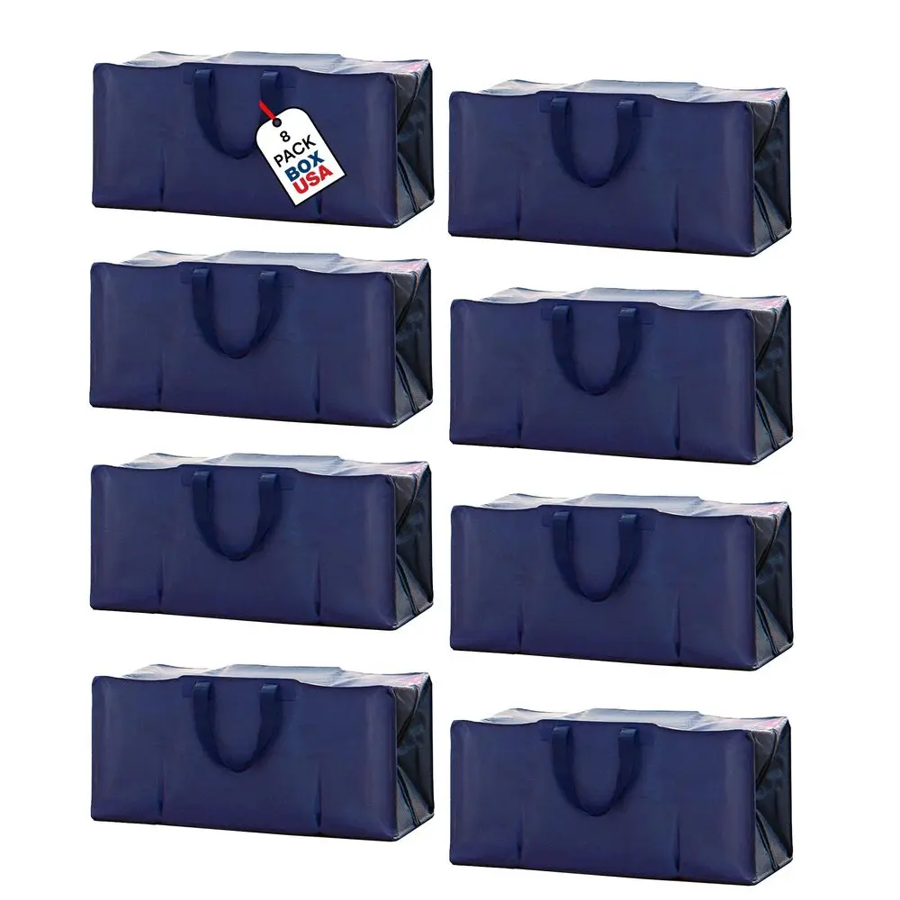 

Набор из 8 упаковочных мешков с прочными ручками и застежками-молниями, сверхпрочные, очень большие мешки для хранения, переезда, общежитий и колледжей.