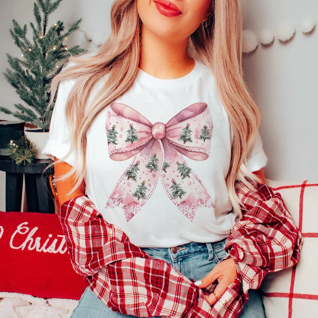 Star Tree Lovely anni '90 Tee Stampe Abiti grafici Abbigliamento Donna Moda Natale Capodanno Vacanza Manica corta T-shirt femminili