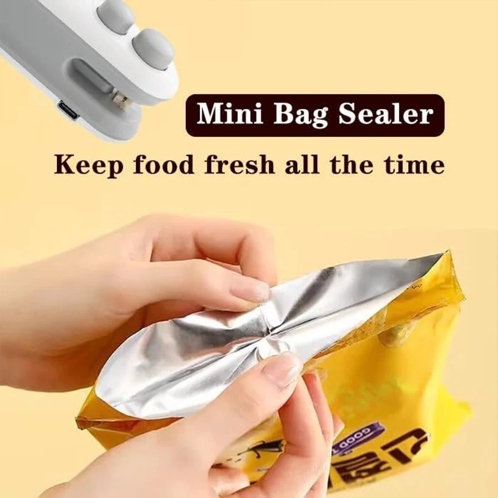 Portable 2 In 1 Sealing Cutting Machine Mini Heat Sealer Storage Bag Package Snack Sealer Rechargable Handheld Food Heat Sealer