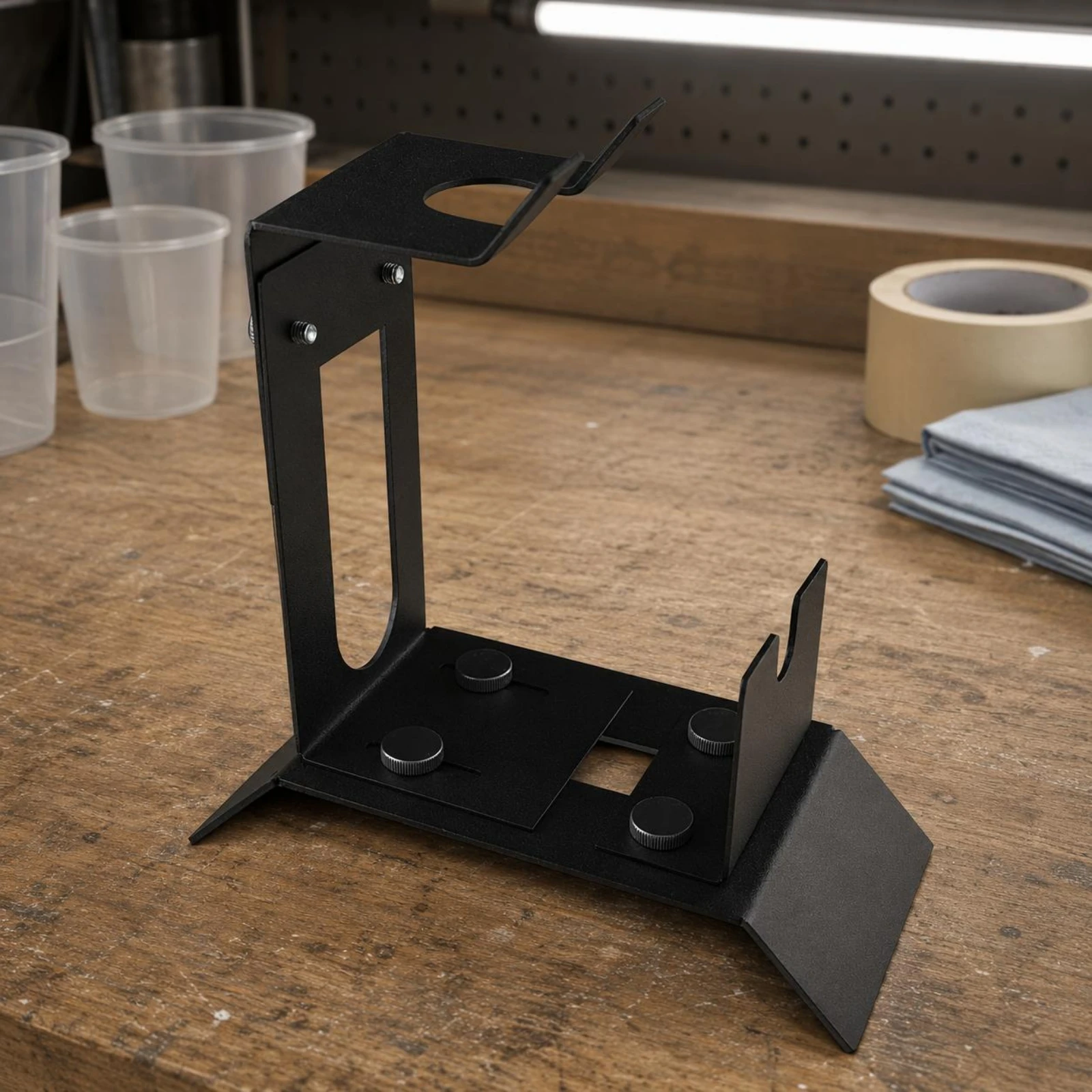 Spray Holder Black Metal HVLP Spray Holder Painting Tool Storage Angled Support Compact
