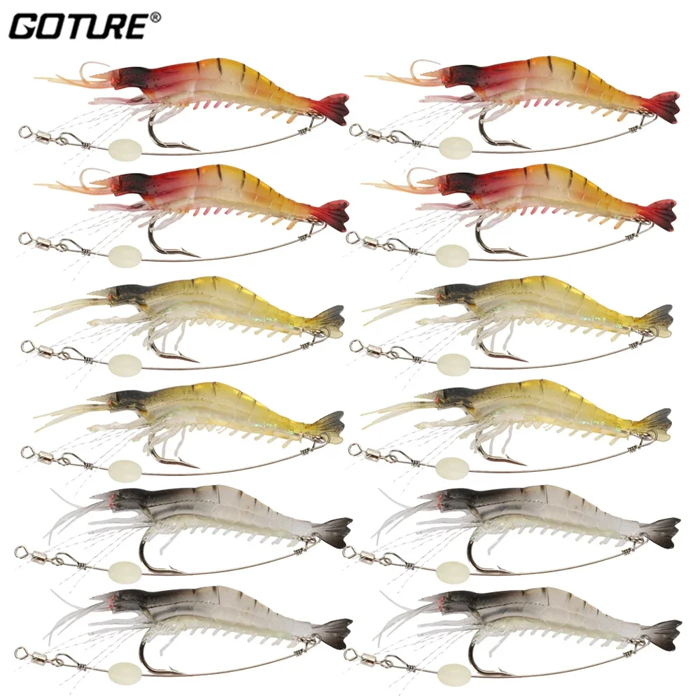

Goture Silicon Shrimp Fishing Lure 1pc 9cm 6g Mixed Color Artificial Shrimp Bait with Hook Freshwater Soft Lure Fishing Tackle