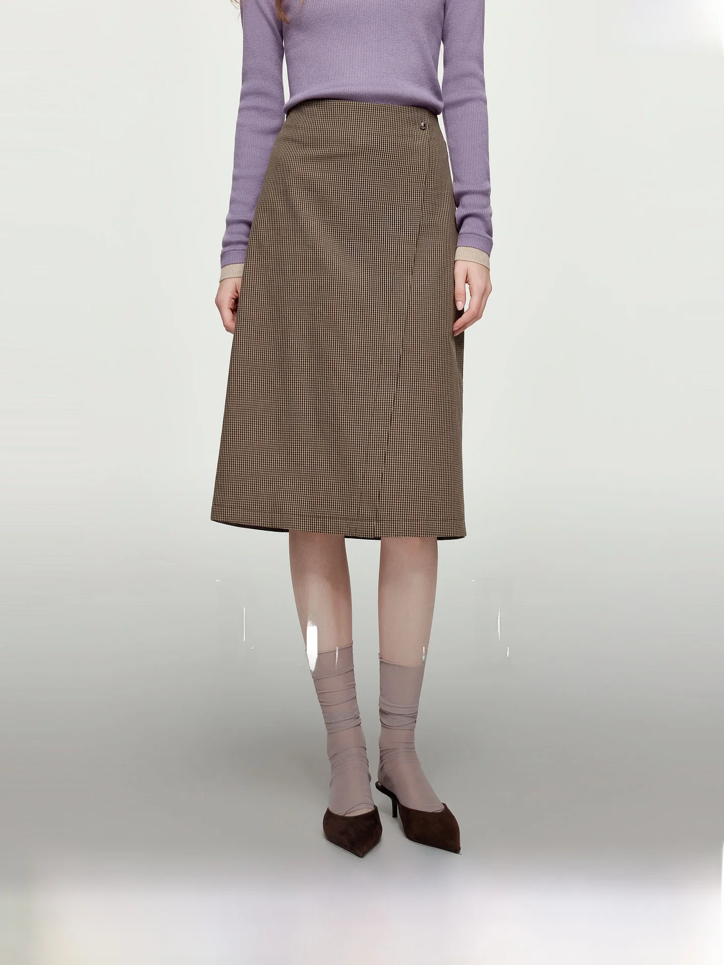 ElleChoose Capsule Series Retro Plaid A-Line  Skirt Women's Autumn 2026 Commute Simple Style No  Asymmetric