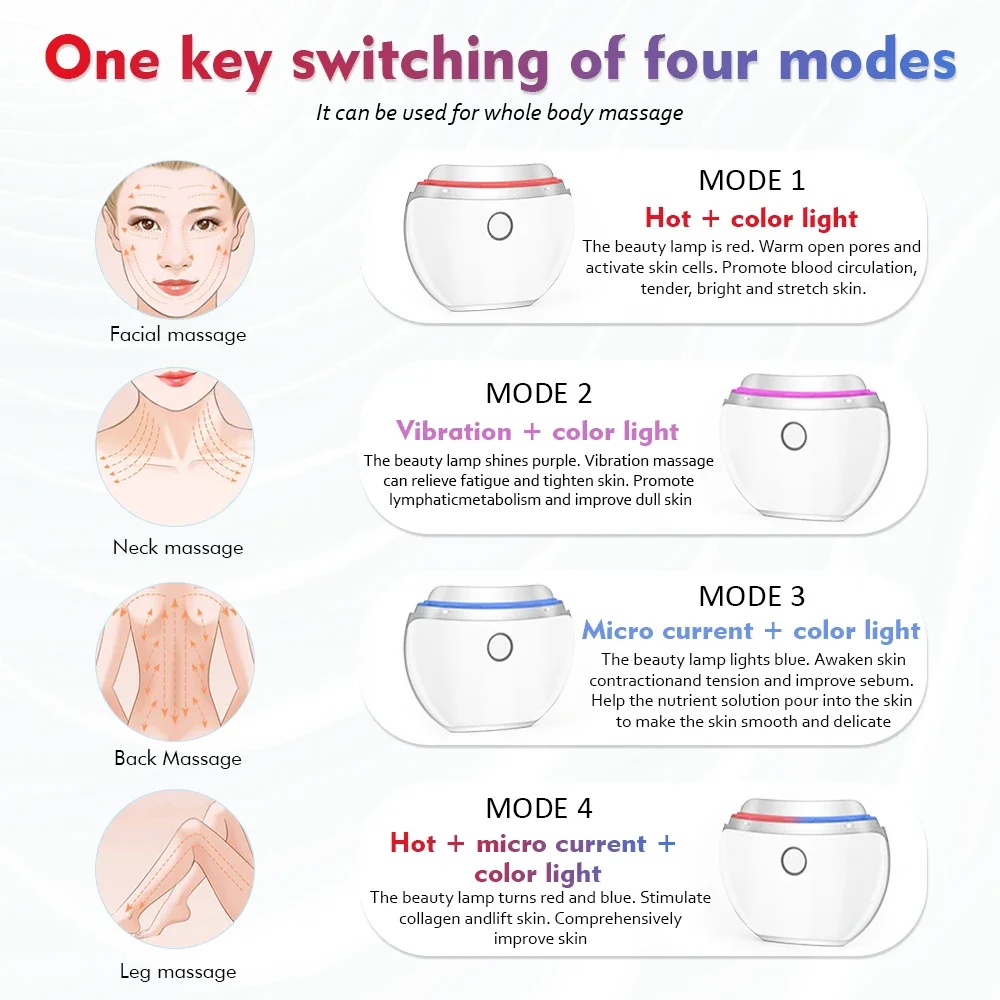 Color Light Electric Scraping Instrument Heated Vibrating Facial Massager Electric Gua Sha Board Face Lifting Slimming Tools