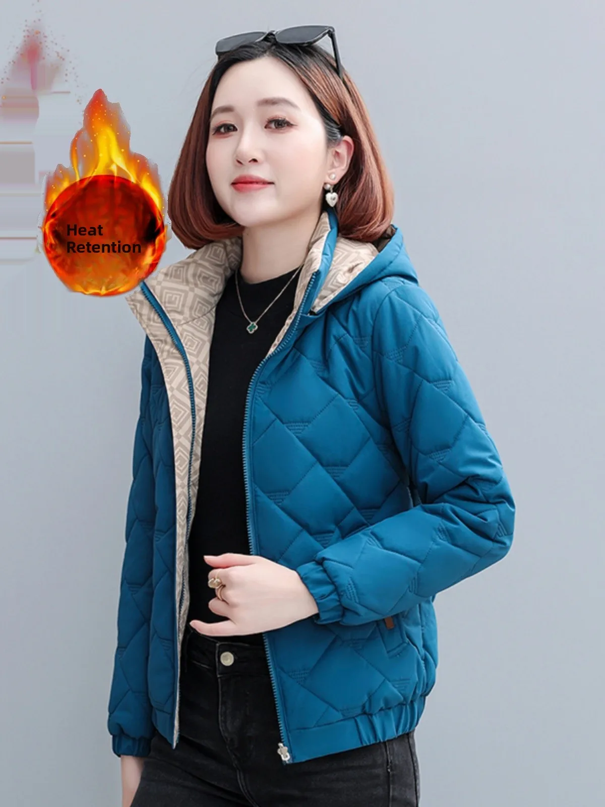 Chaqueta corta de plumón para mujer, abrigo cálido de invierno, talla grande, abrigo esponjoso, adelgazante, grueso, con cier...