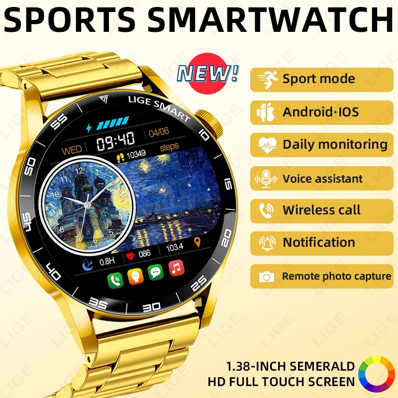 

LIGE Smart Watch Multiple Sports Modes Weather Forecast Magnetic Charging Waterproof Music Control Men Smart watchs Android IOS