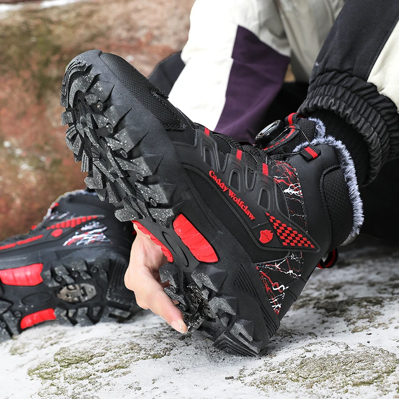 Li Yu New High Top Thiened Fce Lined Men's Snow Boots Youth Anti-slip Waterproof Large Cotton oes for Teens And Kids