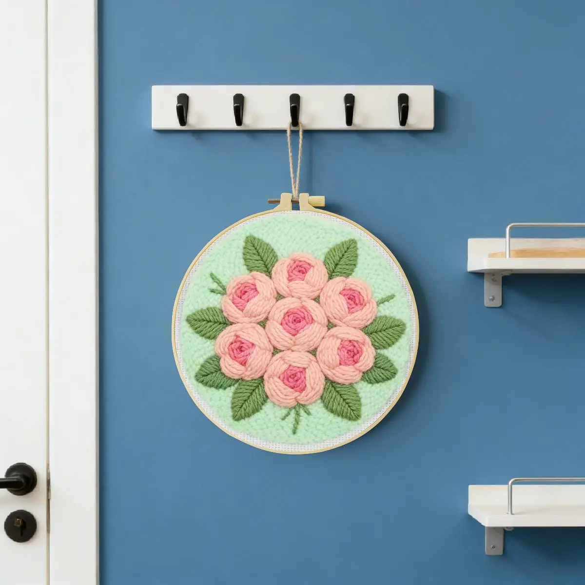 20X20CM/7,87 Zoll Blumen-Sticknadel-Set, Stickerei-Kit, Strickstickerei, DIY, Handgemachtes Geschenk, Nähkunst – Detail 2