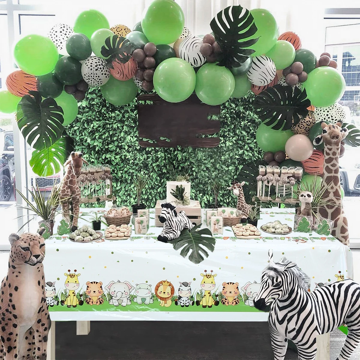 Jungle Animal Tableware Jungle Safari 1st Birthday Party Decor Kids Green Forest Woodland Birthday Party Suppiles Baby Shower