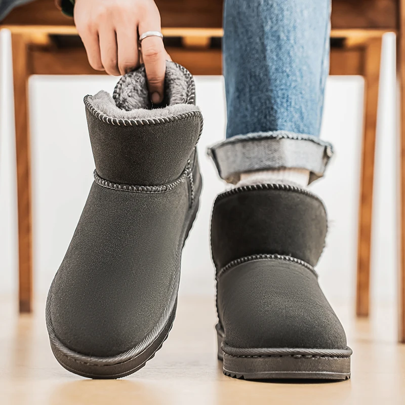 

2026 Winter Spring Couple Men Short Plush Snow Boots Women Short Boots Casual Shoes Flat Nonslip Outdoor Mini Fur Ankle Boots