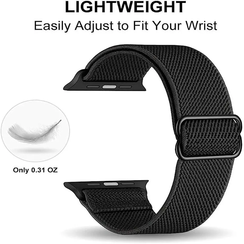 Apple Watch用の調整可能な伸縮性ナイロンストラップ,Apple Watch用ストラップ49mm, 44mm, 40mm, 45mm, 41mm, 42mm, 38mm,iwatchシリーズ8,se,7, 6 5、9ウルトラ